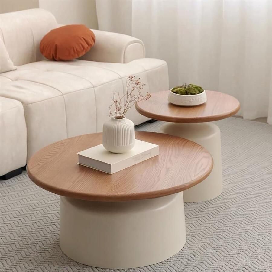 Senza Marchio 2 Piece Set Nesting Coffee Table End Table Simple Modern Coffee Table Modern Wooden Side Table Set Center Table Nightstand for Bedroom Living Room B