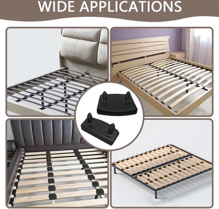 Senza Marchio 24 Stuks Zijkant Bedplaat Beugel 12 Stuks Zwart Midden Bedplaat Bedframe Eenvoudig te Installeren en te Gebruiken Universeel Vervang de Bedbordbeugel voor Eenpersoons Tweepersoonsbed