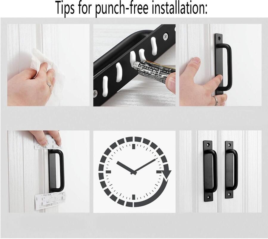 Senza Marchio 2pcs Barn Door Handles Black Kitchen Handles Sliding Door Handles Space Aluminum Garden Gate Handle Wardrobe Handles Kitchen Door Handles for Gates Gardens Garages(Hole Distance: 128mm)