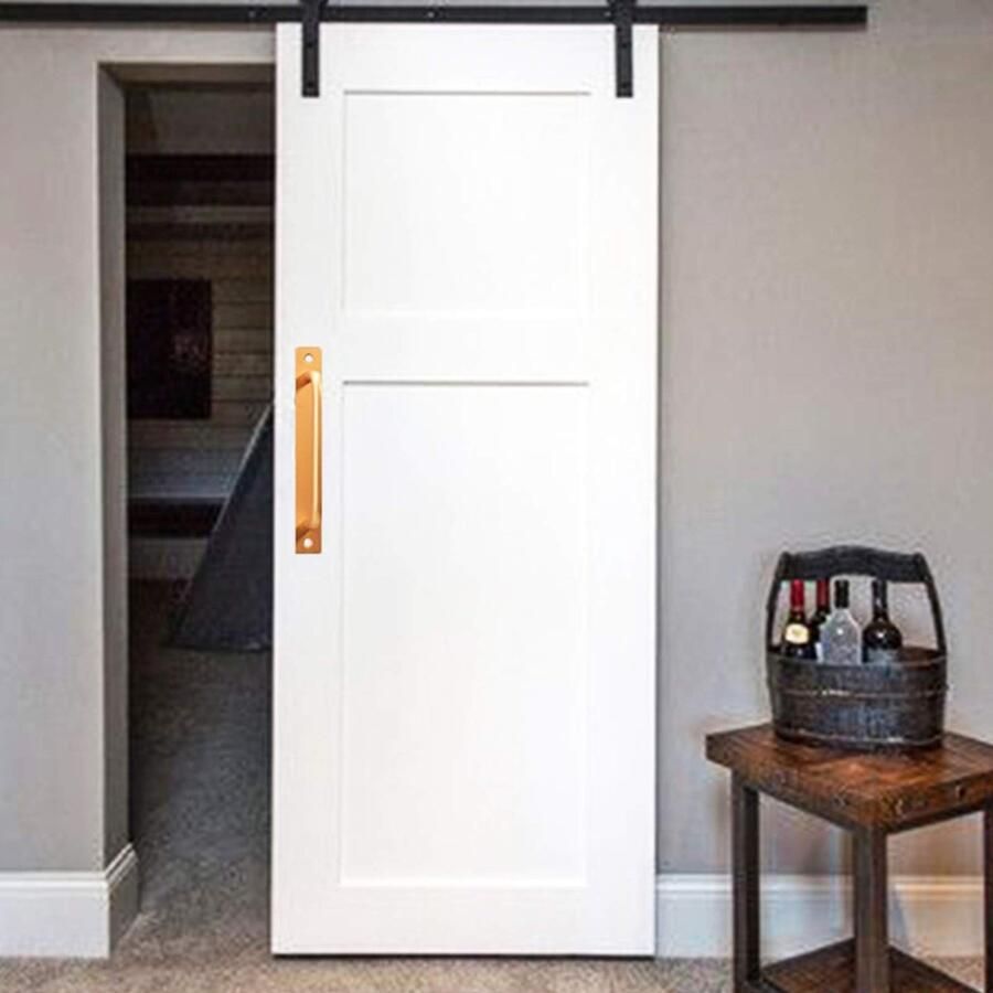 Senza Marchio 2pcs Door Pull Handle Sliding Barn Door Cabinet Handle Internal Kitchen Door Handles Suitable for Homes Offices Barns Garages Drawers Cabinets Doors(goldHole Distance: 128mm)