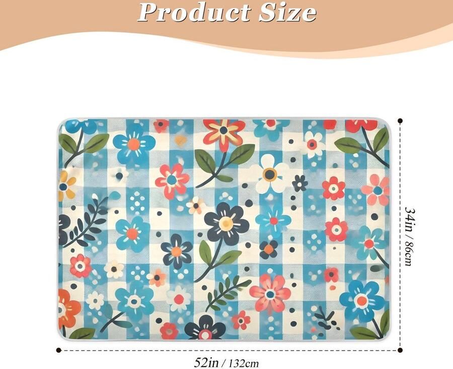 Senza Marchio 34 x 52 Waterdichte Pad Geruit Bloemen Herbruikbare Lekvrije Bed Onderkussens Bed Pad voor Volwassenen Ouderen en Huisdieren