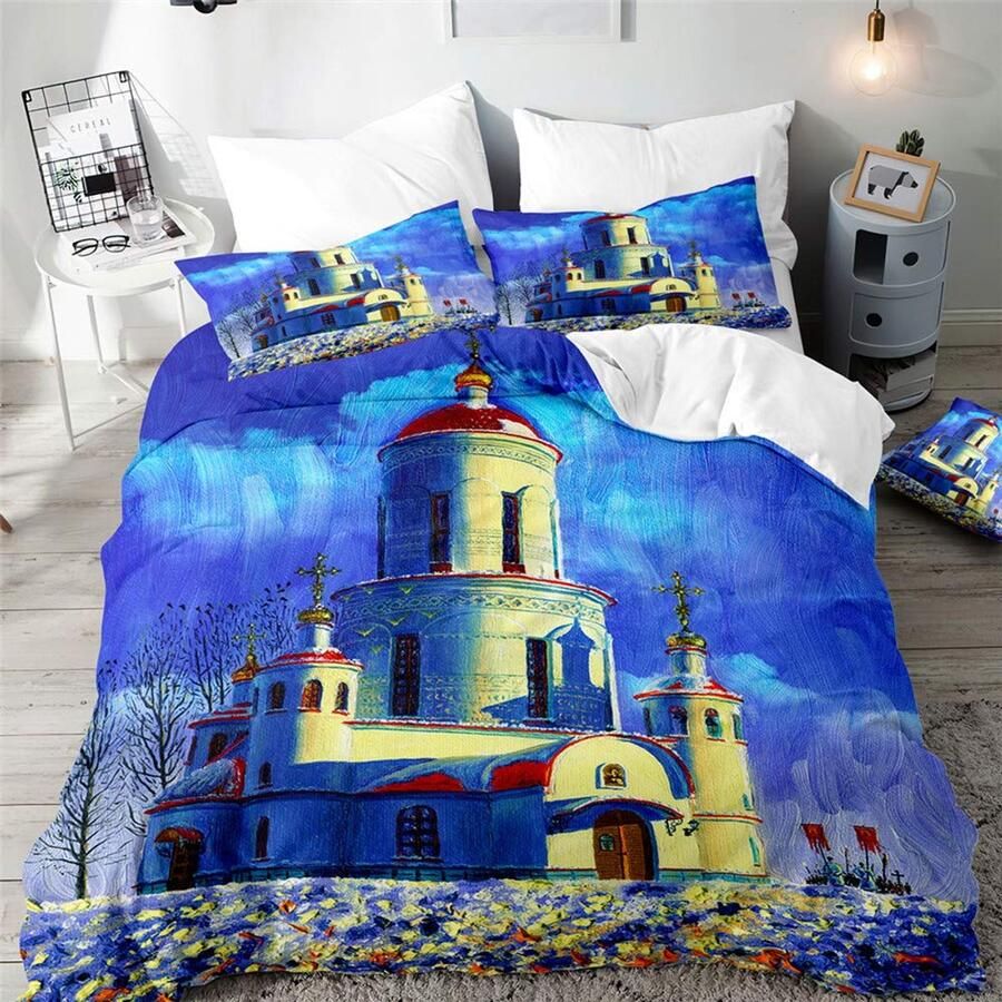 Senza Marchio 3D Dekbedovertrek Set voor Single Double King Bed Morbuy City Painting Printed Bedding Sets Boy Girl Slaapkamer Microfiber Dekbedovertrek Set Quilt Case met Kussenslopen (Boheems huis 135x200cm)