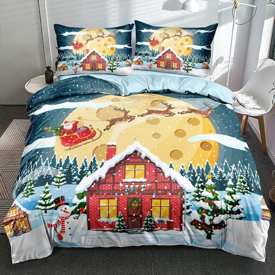 Senza Marchio 3d Design Christmas Duvet Cover Sets Bedding Linens Bed Quilt Covers Pillowslips King Queen Full Double Size Bedding Sets 220×240CM