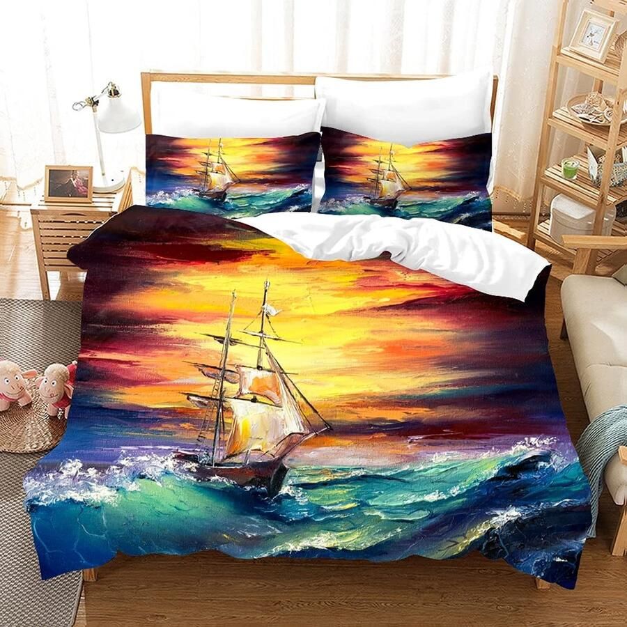 Senza Marchio 3d Printed Painting Drawing Pattern Bedding Single And Double King Queen Full Size Duvet Cover Luxury Design Landscape Bed Set 200×200CM