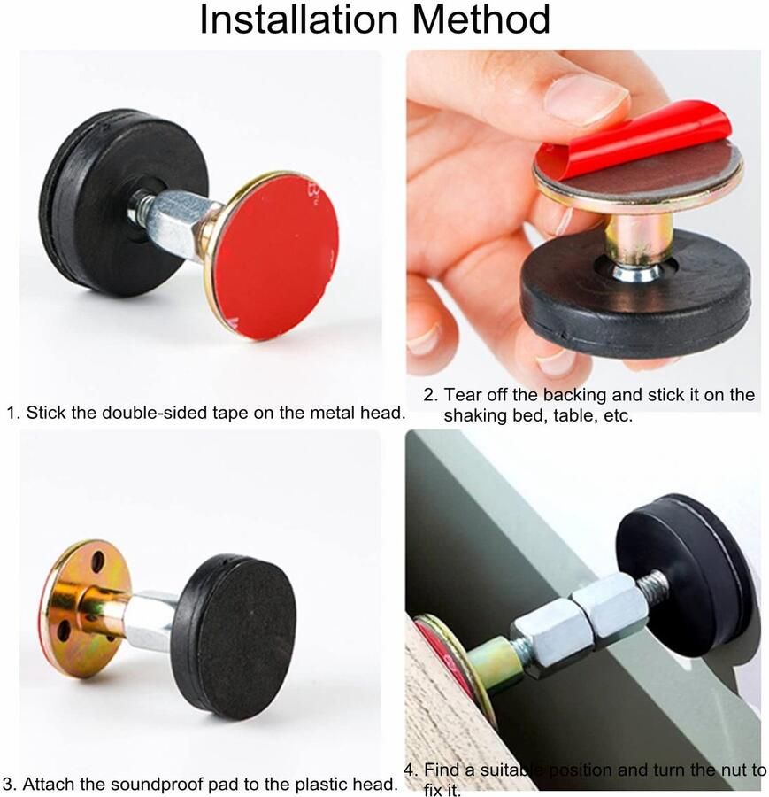 Senza Marchio 4-pack verstelbaar bedframe met schroefdraad anti-schudgereedschap hoofdeinde stoppers telescopische steun stabilisator bumper voor kamer muur bed kast stoel bank (30-40 mm)