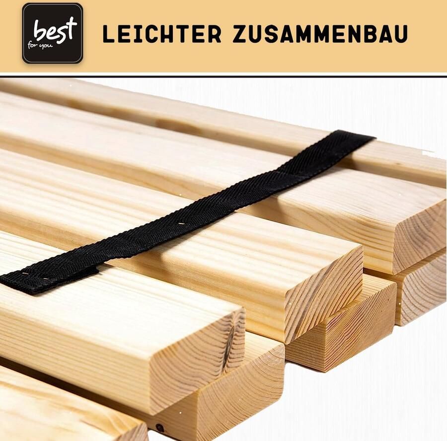 Senza Marchio 4myBaby Best For You Rolling rooster van 10 15 of 20 massief houten latten Geschikt voor alle matrassen in vele maten 60x120 cm 160x200 cm (80x160-10 latten)