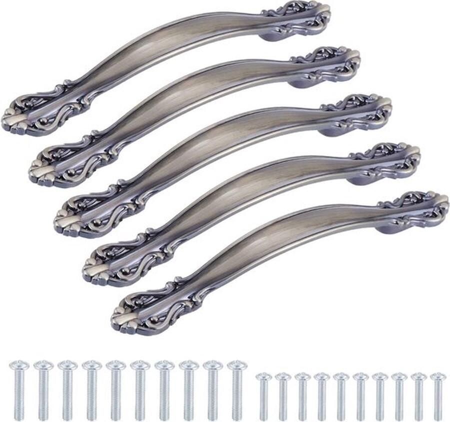 Senza Marchio 5 stuks vintage kastgrepen in antieke boogvorm meubeldeurgrepen (128 mm afstand tussen de gaten) bronsgroen