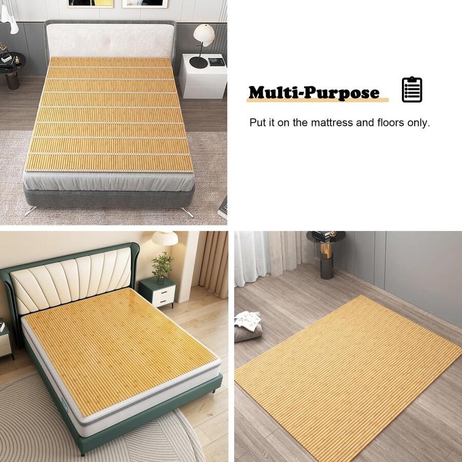 Senza Marchio 5FT Kleine Dubbele Bed Latten Opvouwbare Board Bamboe Bunkie Board 190200 cm Lengte Matras Ondersteuning voor Vloerbedden (150x200cm)