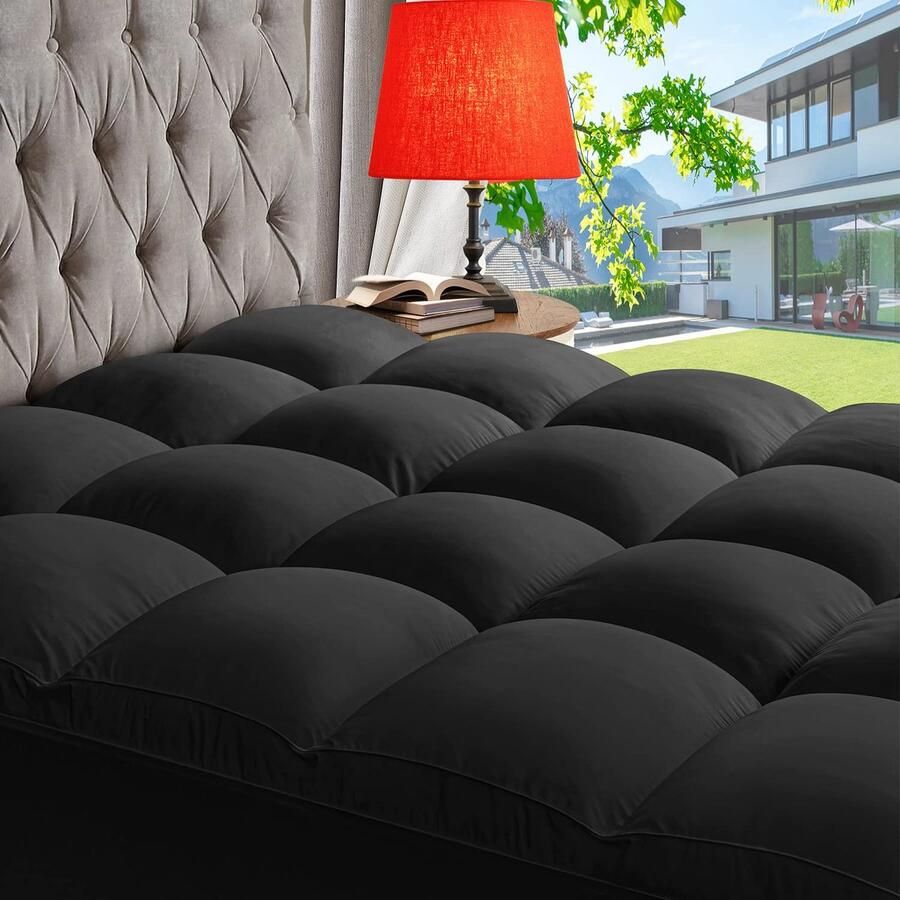 Senza Marchio ABENE RV korte queensize verkoelende matrastopper voor verlichting van rugpijn extra dikke matras pad pillowtop zachte matrasbeschermer hoes met 8-21 diepe zak overgevulde alternatieve vulling