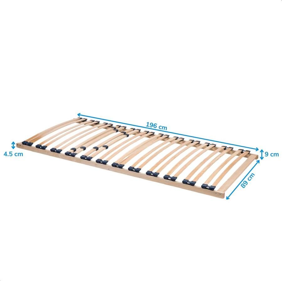 Senza Marchio ACAZA Flex Optima Lattenbodem Bedbodem van 90x200cm Beukenhout