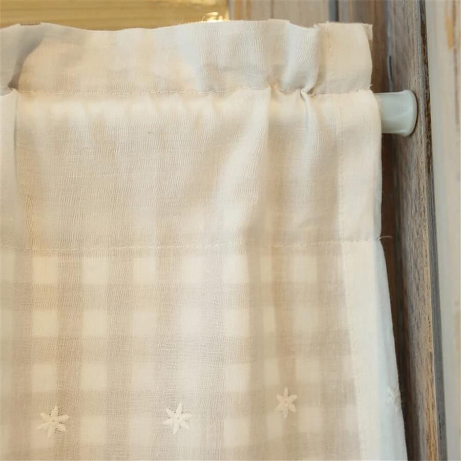 Senza Marchio ACMHNC 2 panelen korte gordijnen landelijke stijl Buffalo Check Gingham Cafe Gordijnen Polyester Katoen lagen Gordijnen Rod Pocket Half Window Valances voor Bistro Keukenkast B x H 115 x 125 cm