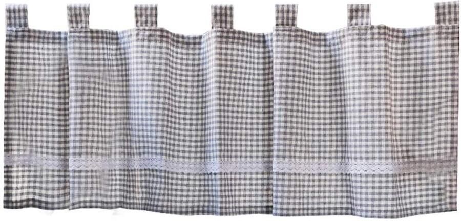 Senza Marchio ACMHNC Cafe Gordijnen Landelijke Stijl Grijs en Wit Geruit Katoen Linnen Keuken Korte Gordijnen Gingham Valance Panel voor Hand Wassen Tafel Kast Boekenplank B x H 150x40cm