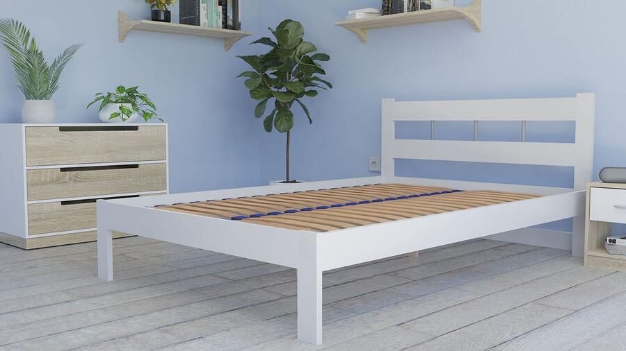 Senza Marchio ADGO Lattenbodem bedinzetstuk flexibel frame van berkenstrepen zelfmontage geschikt voor alle matrassen met latten houten latten flexibel gebogen voor het bed (140 x 200)