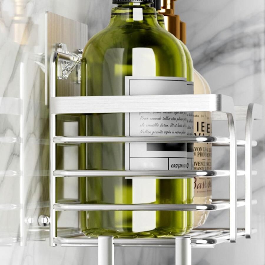 Senza Marchio Adhesive Shower Organizer Wall Adhesive Shelf Load-Bearing Shower Shelf No Drill Wall Organizer Shower StorageAdhesive Shelves For Bathroom Storage Home Decor Stainless Steel Kitchen Wall Shelves