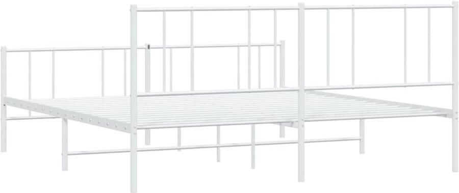 Senza Marchio AJJHUUKI Bedden & accessoires-bedden en bedframes-metalen bedframe met hoofdeinde en voetenplank wit 183x213 cm