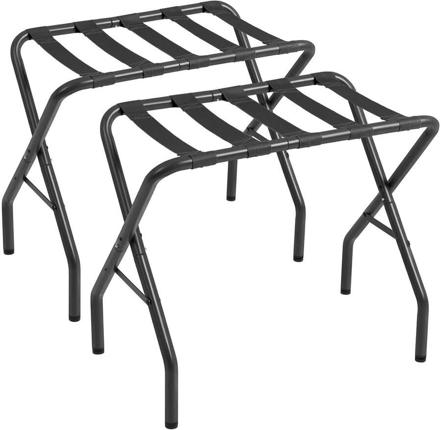 Senza Marchio AMHANCIBLE Bagagerek opvouwbare kofferstandaards set van 2 metalen bagagehouder voor logeerkamer slaapkamer hotel geschikt voor maximaal 110 pond eenvoudig te monteren zwart HLR01BK (zwart)