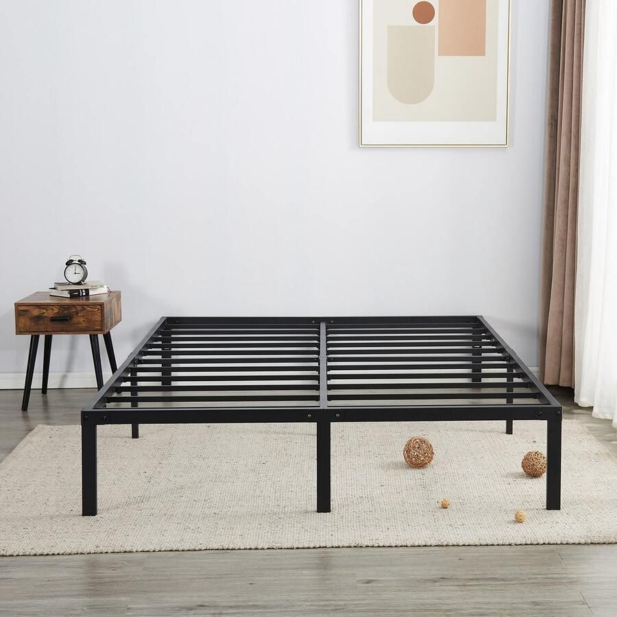 Senza Marchio AMOBRO Metalen bedframe kingsize bedframe metalen 35 5 cm platformbasis voor zware latten ondersteuning voor eenvoudige montage geluidsvrij geen boxspring nodig bedframe kingsize zwart