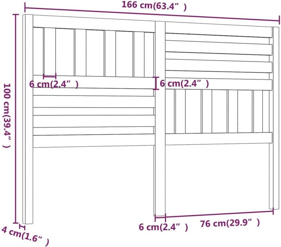Senza Marchio ANGYANG Hoofdbord schachtkop nachtkastje hoofdeinde en tafels massief grenenhout grijs 166 x 4 x 100 cm