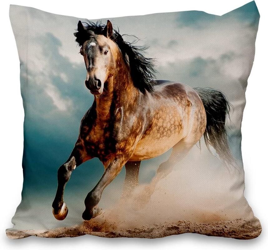 Senza Marchio Aoihrraan 16 x 16 Inch Running Horse Kussenslopen Realistische Paardenkudde Dieren Vintage Vierkante Linnen Sierkussenslopen Woondecoratie Voor Boerderij Slaapbank Woonkamer Outdoor Bank 41 x 41 cm Set van 4