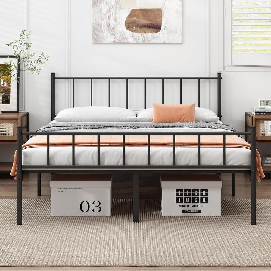 Senza Marchio AONELAS DIIYIV 35 5 cm bedframe met hoofdeinde en voetenplank robuust metalen platformbedframe met opslag geen boxspring nodig matrasbasis eenvoudig te monteren queensize