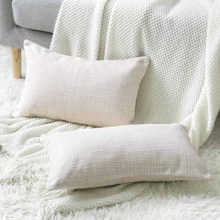 Senza Marchio Artscope Beige Kussensloop set van 2 linnen decoratieve rechthoekige kussenslopen 30 x 50 cm voor huisdecoratie bank slaapkamer auto 30 x 50 cm