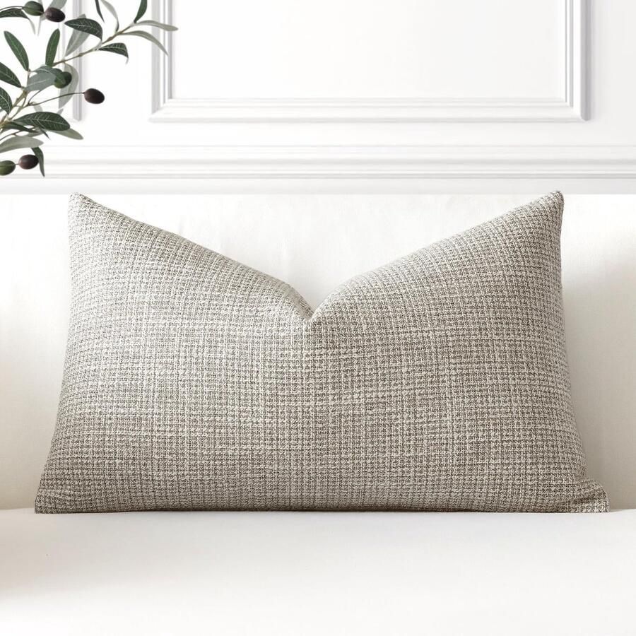 Senza Marchio Artscope Linnen kussenhoes set van 1 decoratieve lendenkussensloop 30 x 50 cm voor huisdecoratie bank slaapkamer auto kaki