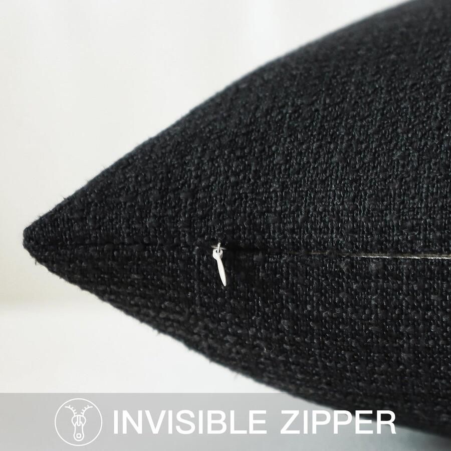 Senza Marchio Artscope Linnen kussenhoezen set van 1 decoratieve vierkante kussensloop 55 x 55 cm voor huisdecoratie bank slaapkamer auto 55 x 55 cm zwart