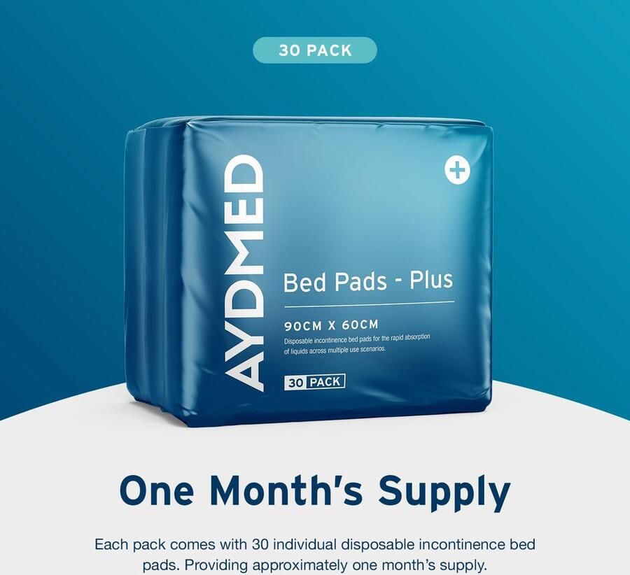 Senza Marchio Aydmed 30 x Premium wegwerp incontinentie bedpads grote waterdichte en ultra-absorberende beschermende lakens voor matras bank en stoel voor baby's kinderen volwassenen en ouderen (60 cm x 90 cm)