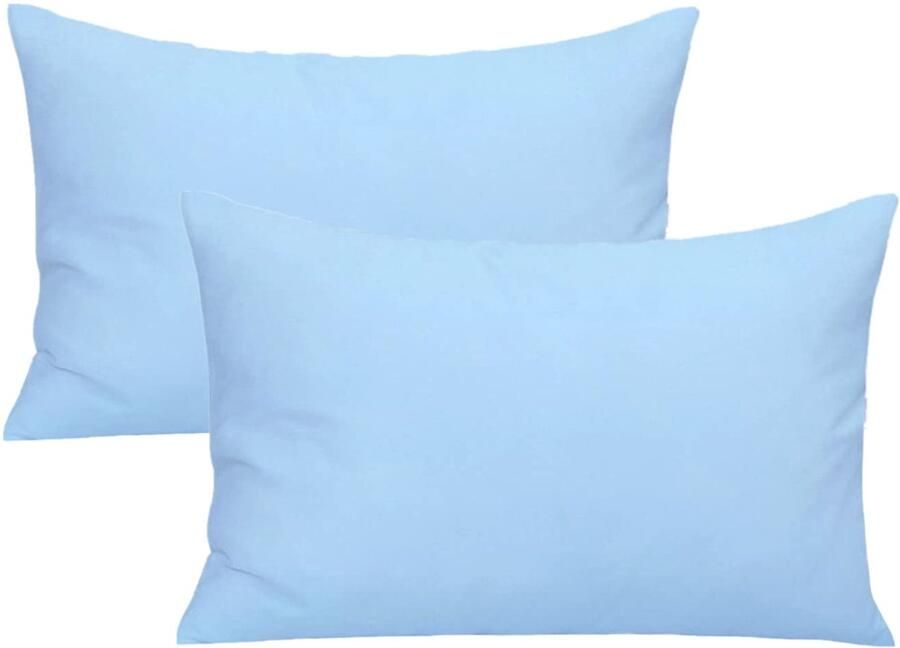 Senza Marchio Baby peuter kussensloop effen kinderbed kussenslopen 40 x 60 cm 2 pack 100% katoen zachte kussensloop voor jongens en meisjes beddengoed kinderen reiskussen kussensloop met envelopsluiting (blauw)