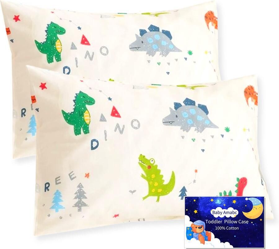 Senza Marchio Baby Peuter Kussenslopen Dinosaurus Kinderbed Kussen Paar Case 40 x 60 cm 2 Pack 100% Katoen Kussensloop Set Kinderen Reiskussenslopen voor Jongen & Meisje Beddengoed Zachte Kleine Kussenslopen Envelop Sluiting