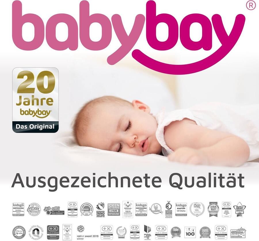 Senza Marchio babybay Hemelpiqué met band geschikt voor modellen Midi Original Maxi Boxspring en Comfort Plus wit sterrenmix zand bessen