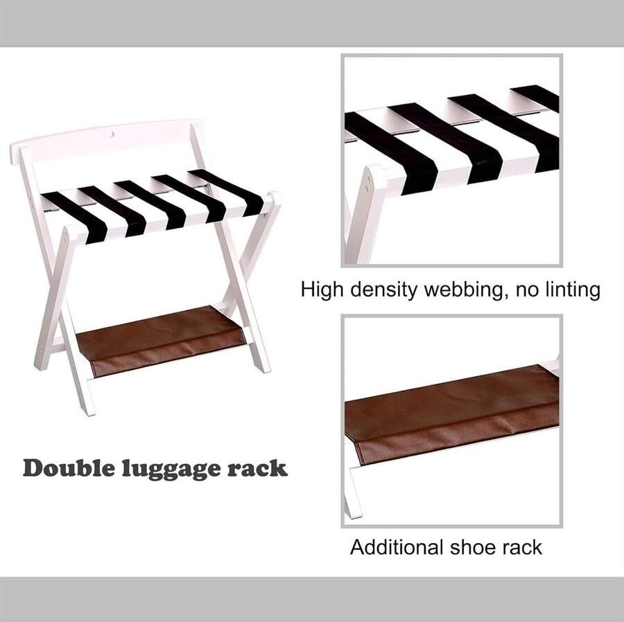 Senza Marchio Bagagerek Koffer Stand Hotel Opvouwbaar Bagagerek Met Plank Dubbele Vloer Koffer Rack Voor Gastkamer Slaapkamer Bagagerekken Voor Slaapkamer (Zwart)