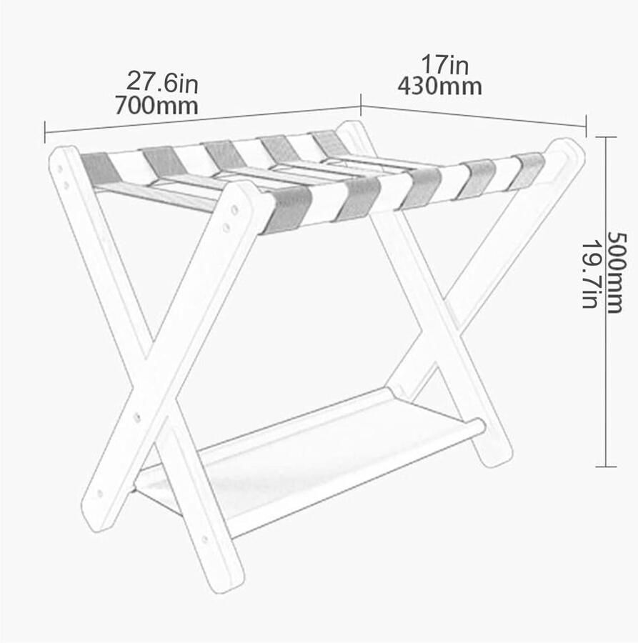 Senza Marchio Bagagerek Kofferrek 2 Pack Bagagerek voor Gastenkamer Massief Houten Koffer Rack met Antislip Voeten voor Hotel Koffer Stand Houder