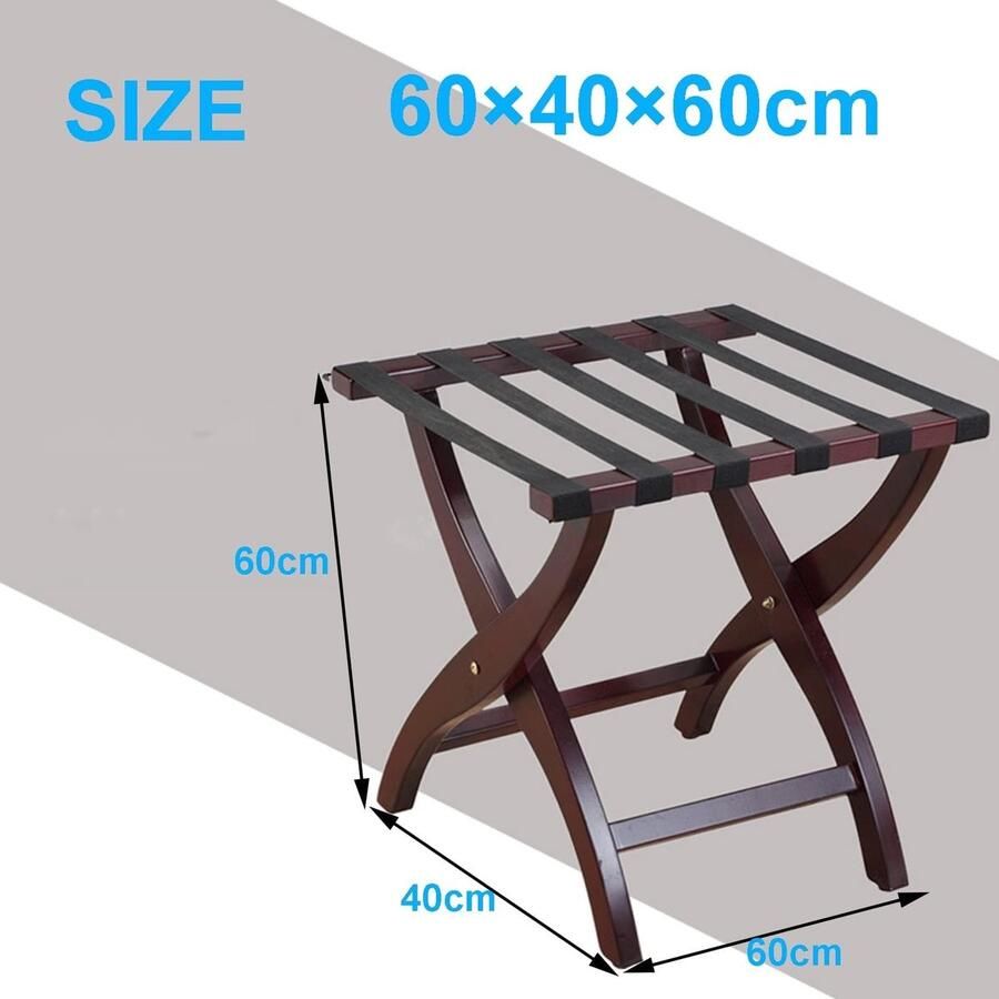 Senza Marchio Bagagerek Kofferstandaard dubbellaags bagagerek massief houten hotelsuite kofferrek opvouwbaar schoenenrek met nylon riemen bagage-opbergrek voor thuis (Size : 1pcs)