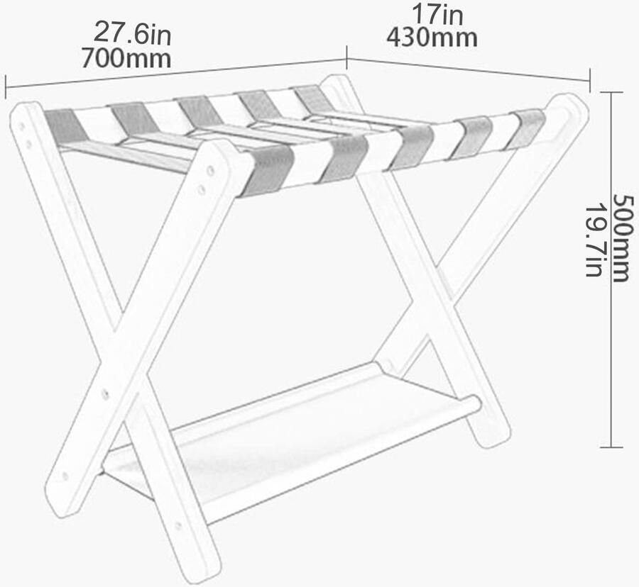 Senza Marchio Bagagerek Opvouwbaar massief houten bagagerek Kofferrek Koffersteun for hotelkamer reispauze opvouwbare kruk landingsstandaard(Black)