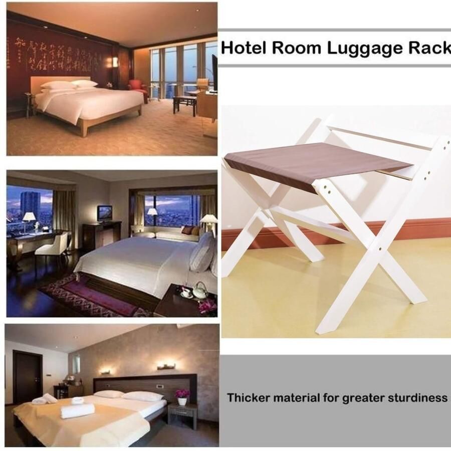 Senza Marchio Bagagerek voor logeerkamer Kofferstandaard hotel dubbellaags bagagerek houten opvouwbaar bagagerek voor thuis opvouwbare opbergruimte draagbox o(2 stuks