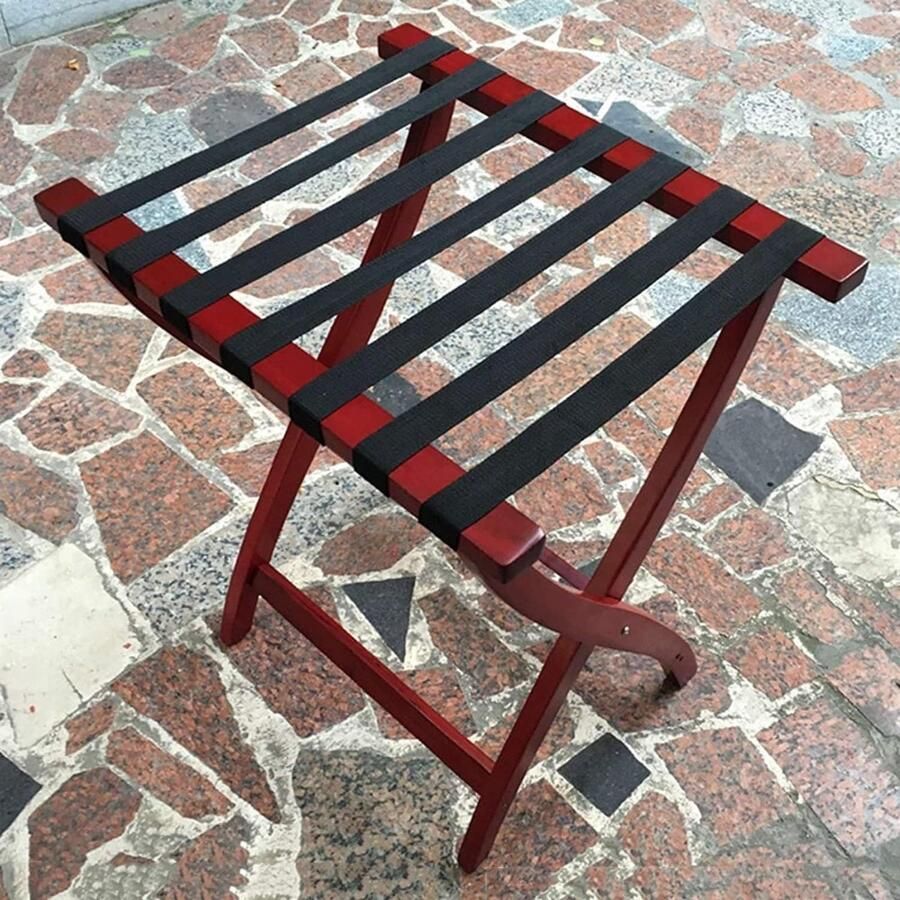 Senza Marchio Bagagerek voor op reis Gastenkamer Bagagerek Opvouwbare Kofferstandaard Massief Houten Bagagerek Voor Hotelkamer Slaapkamer Reistas kofferstandaard(Rot)