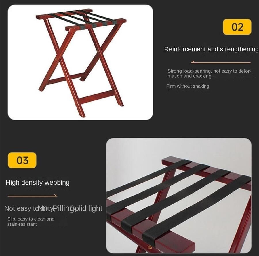 Senza Marchio Bagagerek voor op reis Opvouwbaar Bagagerek Houten Bagagerek Opvouwbaar Slaapkameropbergrek Voor Hotelgastenkamer Reistas kofferstandaard