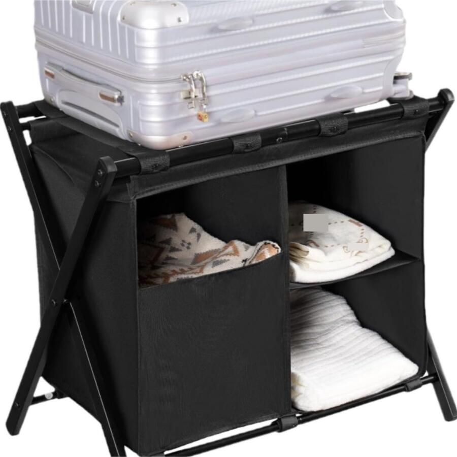 Senza Marchio Bagagerek voor op reis Opvouwbaar Bagagerek Stalen Frame Gastenkamer Slaapkamer Hotelkofferstandaard Reistas kofferstandaard
