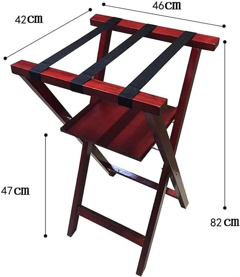 Senza Marchio Bagagerek voor op reis Opvouwbare Kofferstandaard Hotelbagagerek Massief Hout Opvouwbaar Opbergrek Voor Slaapkamer Reistas kofferstandaard