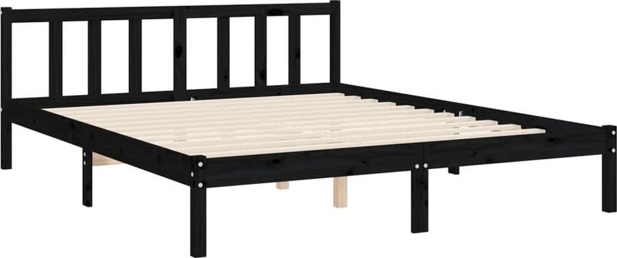 Senza Marchio BaraSh Massief houten bedframe houten hoogtepunten klein tweepersoonsbed bedframe met hoofdeinde zwart kingsize massief hout