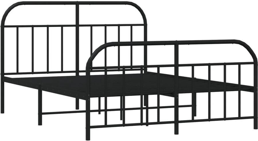 Senza Marchio BaraSh Metalen bedframe met hoofdeinde en treeplank zwart 183 x 213 cm platformbedframe voor volwassenen kinderen tieners opbergruimte onder bed eenvoudige montage