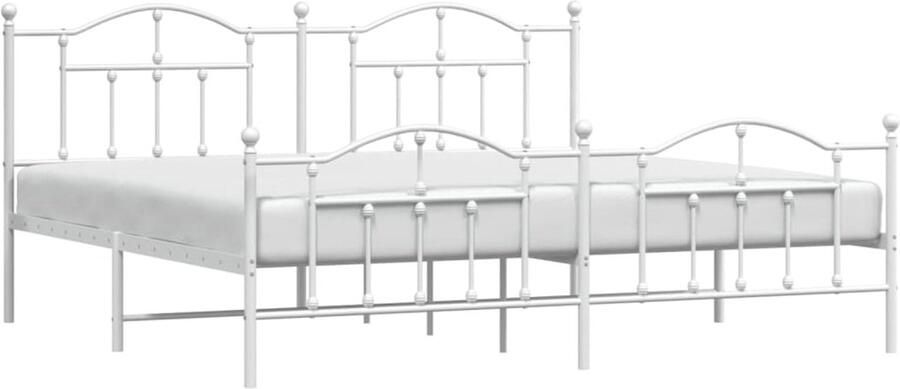 Senza Marchio BaraSh Metalen bedframe met hoofdeinde en voetenplank wit 193 x 203 cm platformbedframe voor volwassenen kinderen tieners opbergruimte onder bed eenvoudige montage