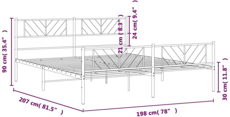 Senza Marchio BaraSh Metalen bedframe met hoofdeinde en voetenplank zwart 193 x 203 cm metalen tweepersoonsbedframe met hoofdeinde opbergruimte voor onderbed voor volwassenen tieners eenvoudige montage