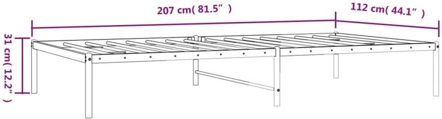 Senza Marchio BaraSh Metalen bedframe wit 107 x 203 cm metalen tweepersoonsbedframe met hoofdeinde opbergruimte voor onder bed voor volwassenen tieners eenvoudige montage