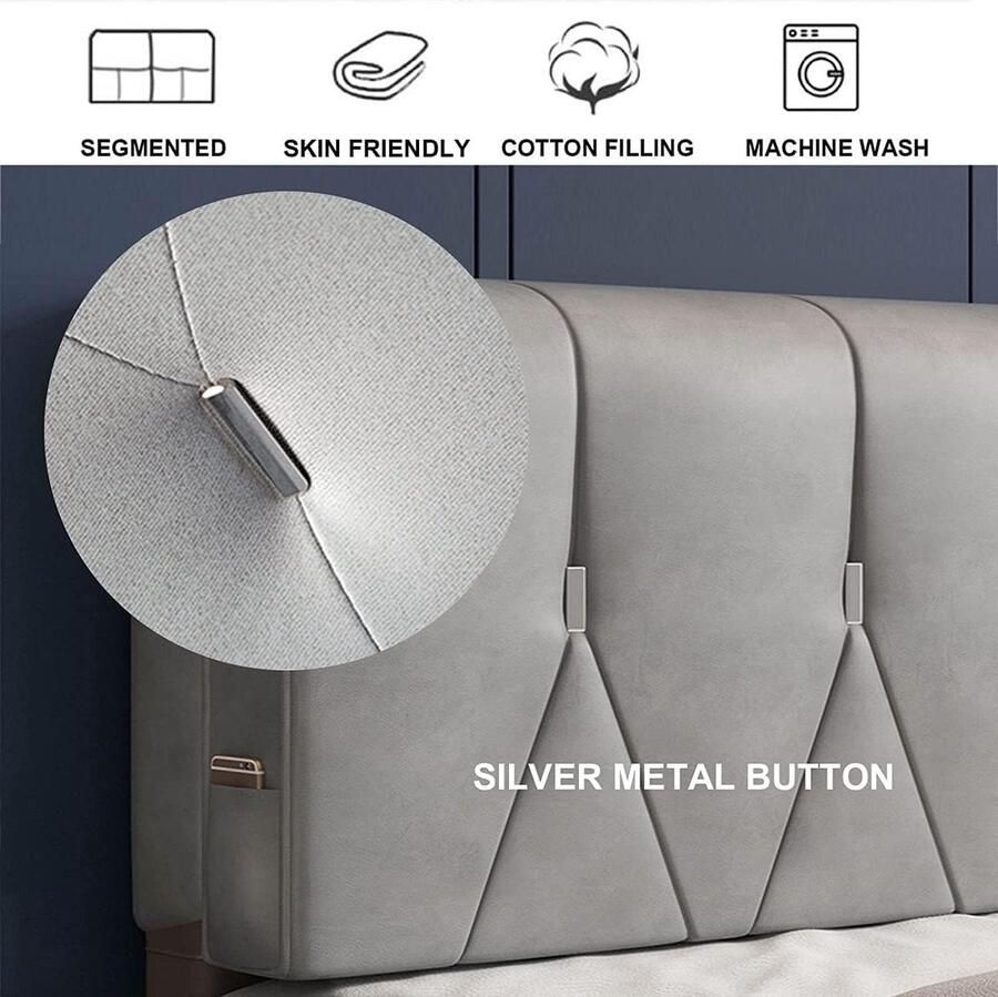 Senza Marchio Bed Hoofddeksel Kussen Eenpersoons Tweepersoons Queen Kingsize Bed Hoofdbord Cover Dikker Hoofdbord Slipcover Houten Ijzer Bed Rugleuning Stofdichte Beschermer(No headboard 53 135cm Brown)