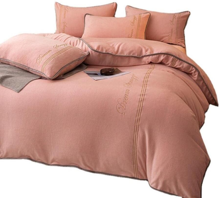 Senza Marchio Bed Sheet Keep Warmfleece Bedding Sheet Quilt Cover 4-Delige Set Winterverdikking Plus Fluwelen Dubbelzijdig Fleece Coral Fleece Melk Flanel Flanellen Dekbedovertrek Bed Baby Crystal Fleece-Driedraads