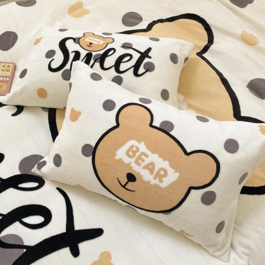 Senza Marchio Bed Sheet Keep Warmfleece Bedding Sheet Quilt Cover Melkfluwelen Winter 4 Stuks Verdikt Koraal Dubbelzijdig Bekleed Met Eenpersoons Beddengoed Plus Fluwelen Winter-Dinosaurus Baby_1.5 Dekbedovertrek I