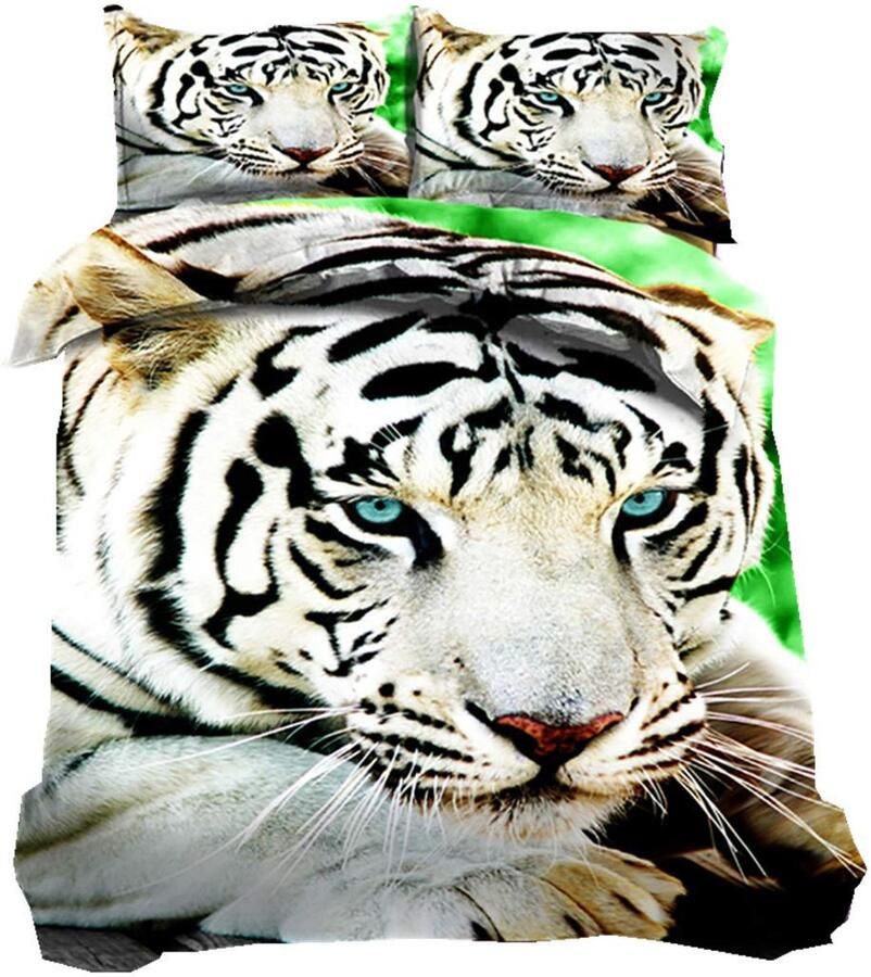 Senza Marchio Beddengoed Set Grote Kat Zwart Wit Streak Tijgerhoofd 3D Dierenprint Stijlvolle Dekbedovertrek Set Kinderen Jongen Meisje Dubbel Bed Dekbedovertrek 200x200cm en Kussensloop 50x75cm (Tijger Tweepersoonsbed)