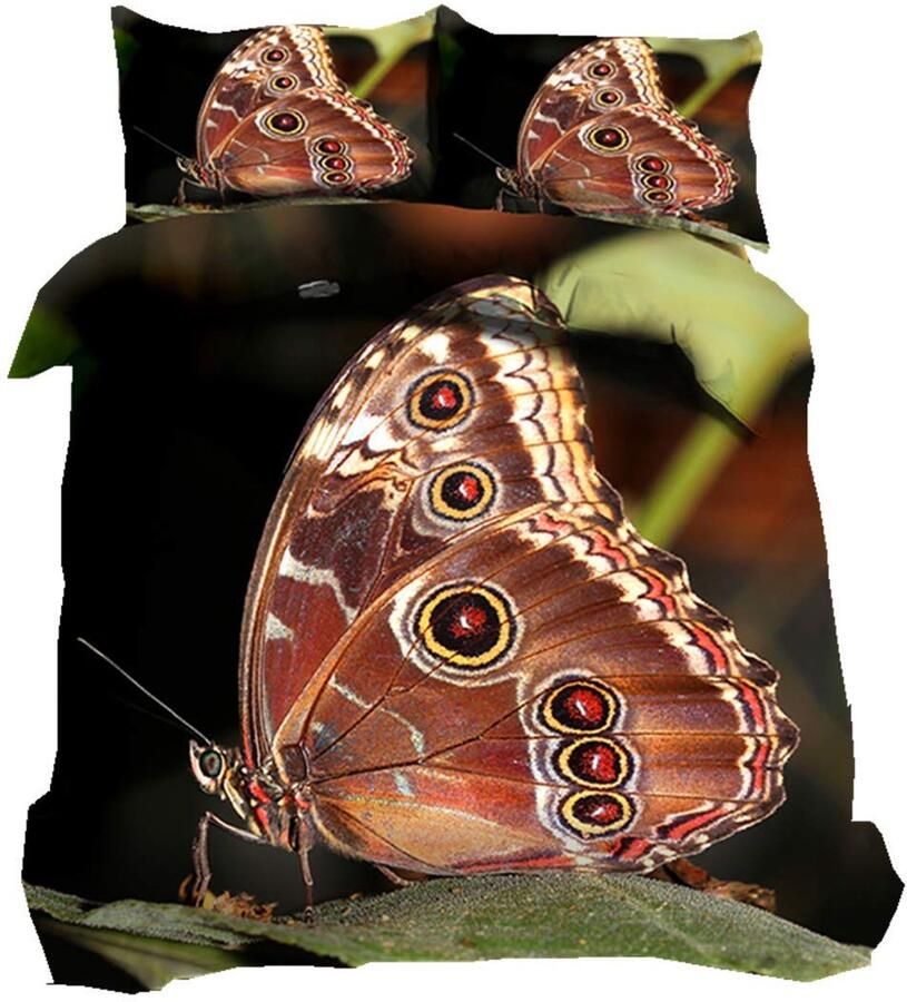 Senza Marchio Beddengoed Set Zwarte Droge Bladeren Bloem Vlinder 3D Dierenprint Stijlvolle Dekbedovertrek Set Kinderen Jongen Meisje SIngles Bed Dekbedovertrek 135x200cm en Kussensloop 50x75cm (Butterfly SIngles Bed)
